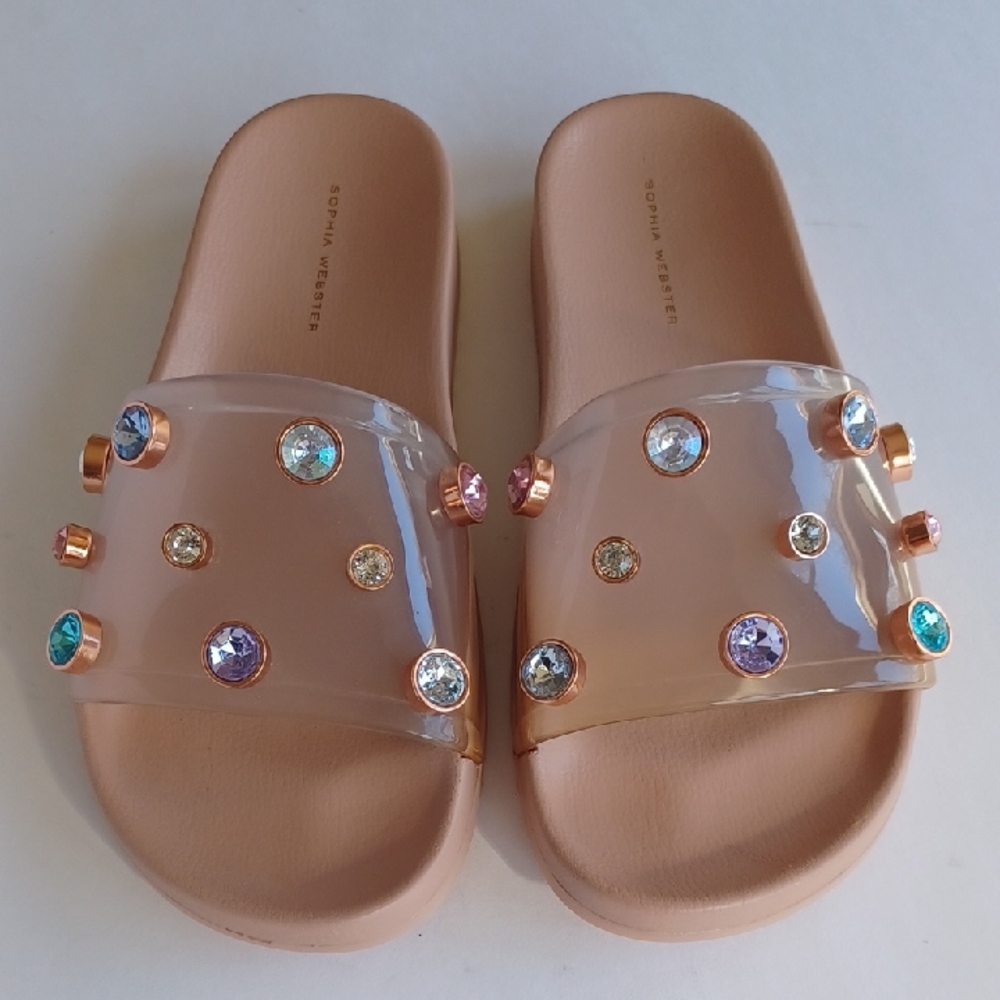 Sophia Webster Dina Gem Embellished Slip On Slide Sandals SZ 8 NWOT - Picture 2 of 16